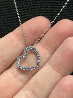 Sterling Silver 1.10 TCW Tanzanite Heart Necklace 20"